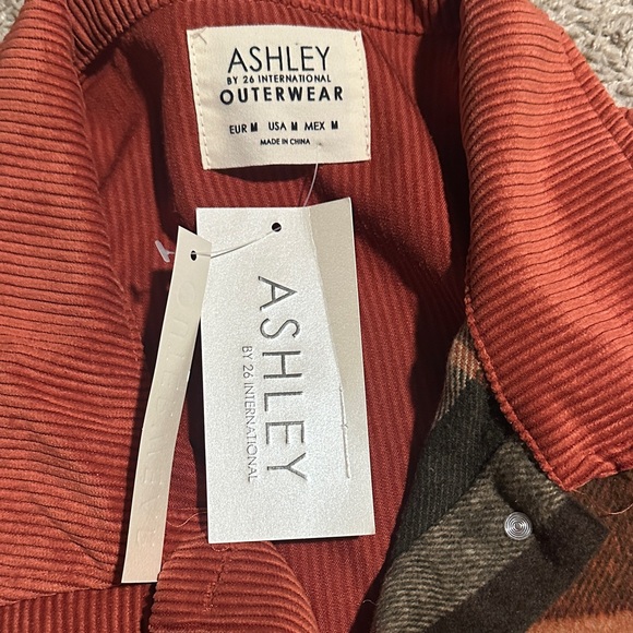 Ashley outerwear Women's Plaid Corduroy Jacket - Red and Brown - Picture 3 of 6